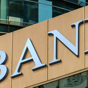 Bank sign on building