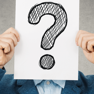 Face covered with question mark