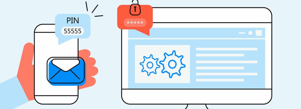 Vector illustration of 2-factor authentication using sms 
