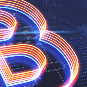 Bitcoin icon orange neon color