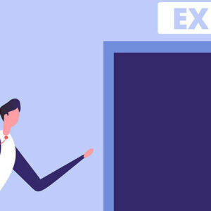 Vector illustration businessman heading for exit